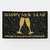 Elegante Gouden Glitter Sparkle New Years Eve Part Spandoek (Horizontaal)