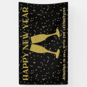 Elegante Gouden Glitter Sparkle New Years Eve Part Spandoek (Verticaal)