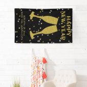 Elegante Gouden Glitter Sparkle New Years Eve Part Spandoek (Insitu)