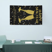 Elegante Gouden Glitter Sparkle New Years Eve Part Spandoek (Beurs)