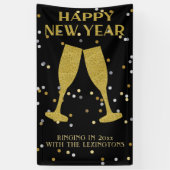 Elegante Gouden Glitter Sparkle New Years Eve Part Spandoek (Verticaal)