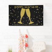 Elegante Gouden Glitter Sparkle New Years Eve Part Spandoek (Insitu)