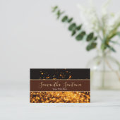 Elegante Gouden Glitter Splash Zwart & Bruin Visitekaartje (Staand voorkant)