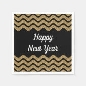 Elegante Gouden Glitter Stripes Nieuwjaar Servet (Voorkant)