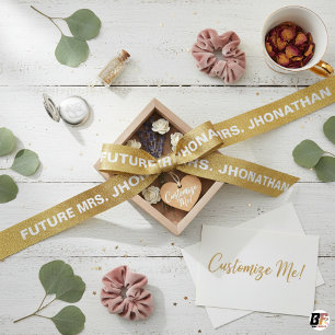 Elegante Gouden Glitter Toekomstige Mevrouw Aangep Satijnen Lint