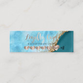 Elegante gouden glitter turquoise marmeren harten klantenkaartje (Voorkant)