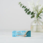 Elegante gouden glitter turquoise marmeren harten klantenkaartje (Staand voorkant)