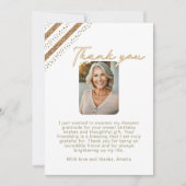 Elegante gouden glitter verjaardagsfoto bedankkaart (Voorkant)