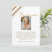 Elegante gouden glitter verjaardagsfoto bedankkaart (Staand voorkant)