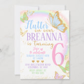 Elegante gouden glitter vlinder verjaardagsfeestje kaart (Voorkant)