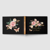 Elegante Gouden Glitter Waterverf Floral n Butterf Gastenboek (Volledig)