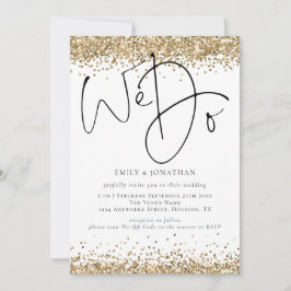 Elegante Gouden Glitter We Do QR Bruiloft Kaart