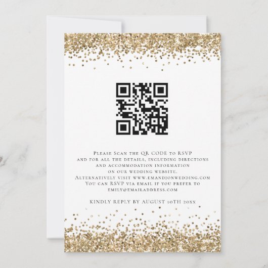 Elegante Gouden Glitter We Do QR Bruiloft Kaart (Achterkant)