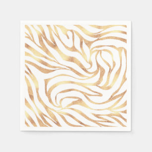 Elegante Gouden Glitter Zebra Witte Dierenprint Servet