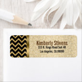 Elegante gouden glitter zwart chevron gouden accen etiket (Insitu)