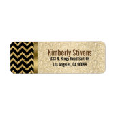 Elegante gouden glitter zwart chevron gouden accen etiket (Voorkant)