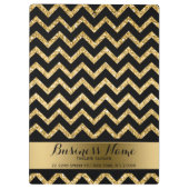 Elegante gouden glitter zwart chevron gouden accen klembord (Achterkant)