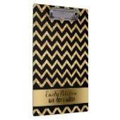 Elegante gouden glitter zwart chevron gouden accen klembord (Rechts)
