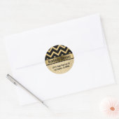 Elegante gouden glitter zwart chevron gouden accen ronde sticker (Envelop)