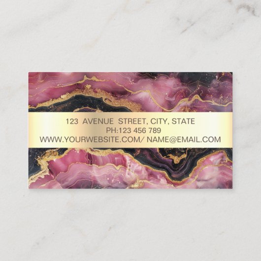 Elegante gouden glitter zwarte Bourgogne marmeren  Visitekaartje (Achterkant)