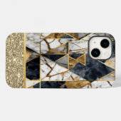 Elegante Gouden Glitter Zwarte Marmer Geometrisch Case-Mate iPhone Case (Achterkant (horizontaal))