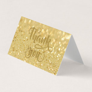 Elegante Gouden Glitterige Bokeh Dankkaart Visitekaartje