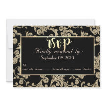 Elegante Gouden Glitterkrullen RSVP Kaart