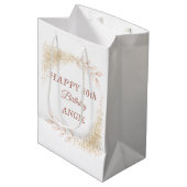 Elegante Gouden Glitters 80e Verjaardag Medium Cadeauzakje (Voorkant Gekanteld)