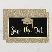 Elegante gouden glitters afstudeerdatum save the d save the date (Voorkant / Achterkant)