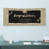Elegante gouden glitters afstudeerhoed spandoek (Beurs)