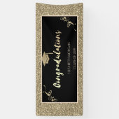 Elegante gouden glitters afstudeerhoed spandoek (Verticaal)