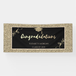 Elegante gouden glitters afstudeerhoed spandoek