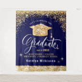 Elegante gouden glitters glanzende afstudeerfoto wandkleed (Voorkant)