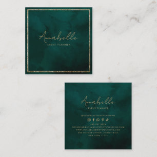 Elegante gouden glitters & groene fluwelen frame m vierkante visitekaartje