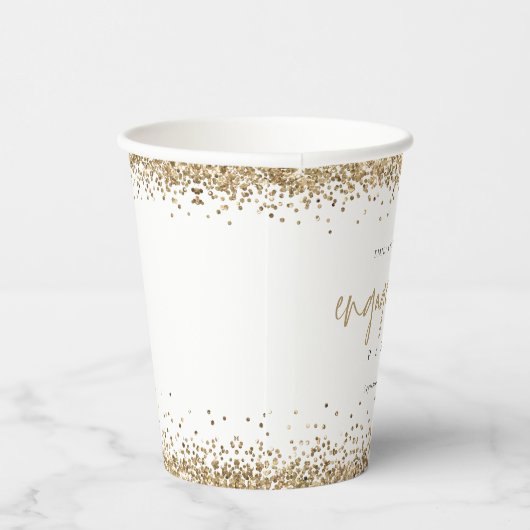 Elegante gouden glitters namen datum verlovingsfee papieren bekers (Rechts)