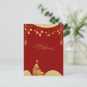Elegante Gouden Glitters & Rood Kerstkaart Feestdagenkaart (Staand voorkant)