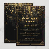 Elegante gouden glitters uitnodiging voor Oud en N (Voorkant / Achterkant)