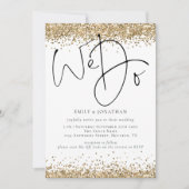 Elegante Gouden Glitters We Do QR Bruiloft Kaart (Voorkant)