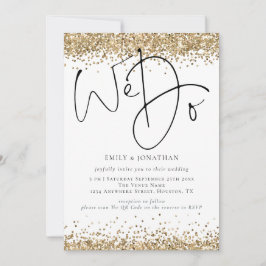 Elegante Gouden Glitters We Do QR Bruiloft Kaart