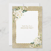 Elegante gouden glitters witte bloemen 100e verjaa kaart (Achterkant)