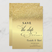 Elegante gouden glittersaai Huwelijksaankondiging  Save The Date (Voorkant / Achterkant)