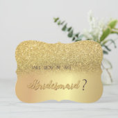 Elegante gouden glitterscheren bruidsmeisjeskaart kaart (Staand voorkant)