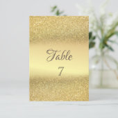 Elegante gouden glitterscherf tafelkaart kaart (Staand voorkant)