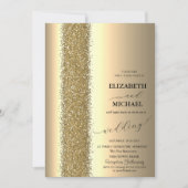 Elegante gouden glitterscript bruiloft kaart (Voorkant)