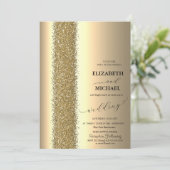 Elegante gouden glitterscript bruiloft kaart (Staand voorkant)