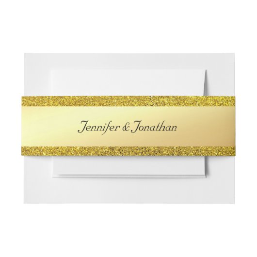 Elegante gouden glitterscript met de hand geschrev uitnodigingen wikkel (Voorkant Voorbeeld)
