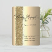Elegante gouden glitterscript RSVP Kaart (Staand voorkant)