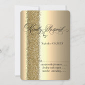 Elegante gouden glitterscript RSVP Kaart (Voorkant)