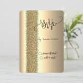 Elegante gouden glitterscript RSVP Kaart (Staand voorkant)