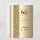 Elegante gouden glitterscript RSVP Kaart (Voorkant)